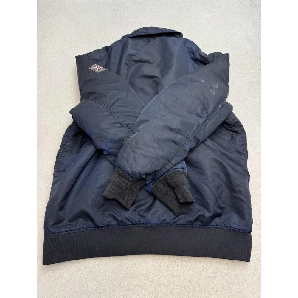 Superdry Jacket Mens 2XL Blue Nylon Bomber Union Jack Zip Pockets M50072NP